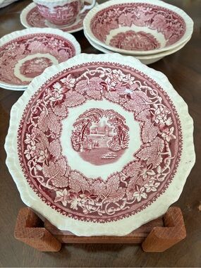 VTG Mason’s Vista Pink Red Ironstone Transferware Bread Plate, 5.75 in Lite Craz